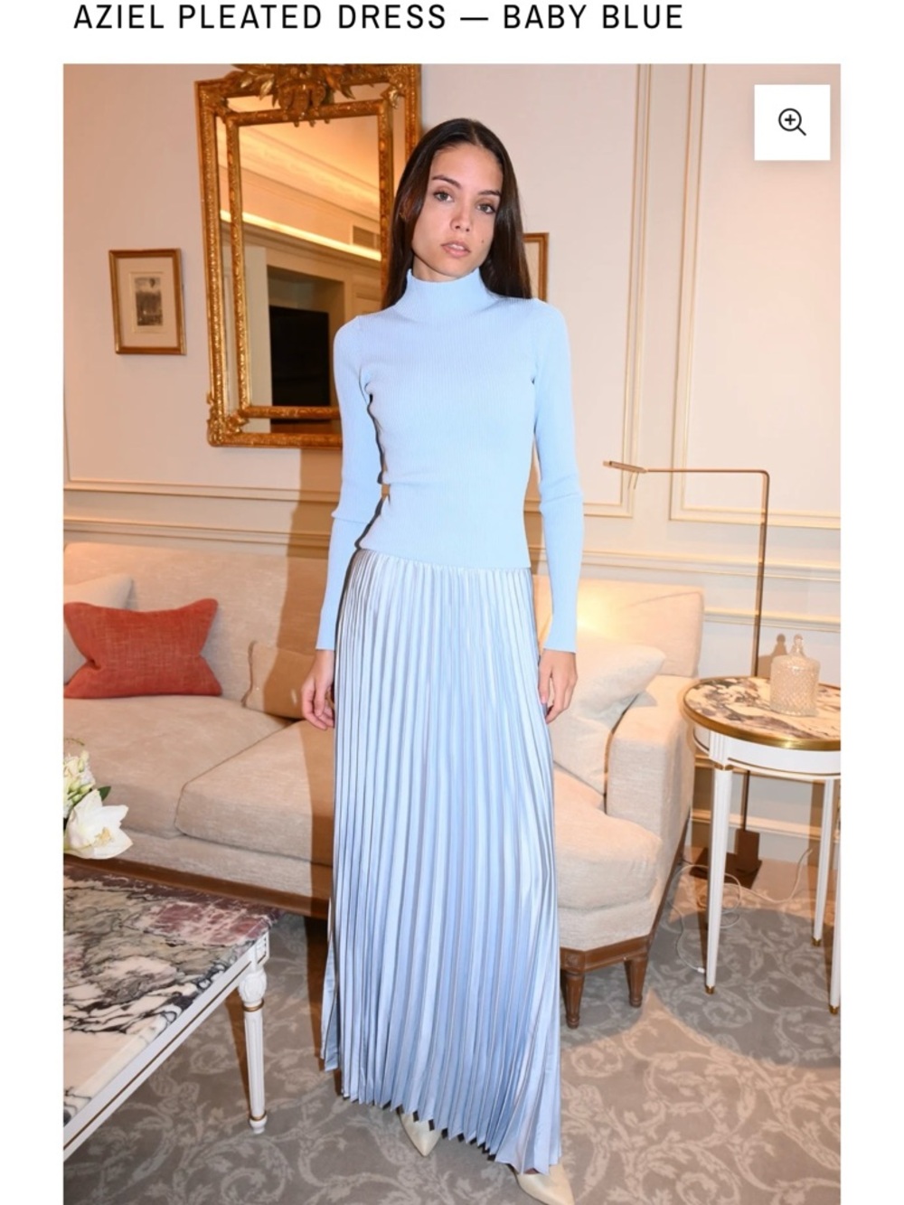 Aziel Baby Blue Pleated Maxi Dress